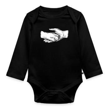 Hund und Herrchen - Hand und Pfote Silhouette - Baby Bio-Langarm-Body - Schwarz - Vorne