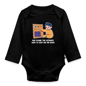Fête des pères et design pour enfants - Body Bébé bio manches longues - noir - Devant