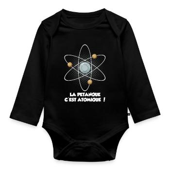 la pétanque c'est atomique ! - Body Bébé bio manches longues - noir - Devant