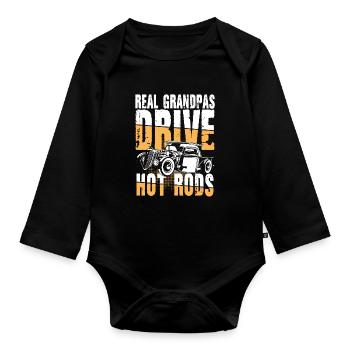 Real Grandpas Drive Hot Rods - Baby Bio-Langarm-Body - Schwarz - Vorne