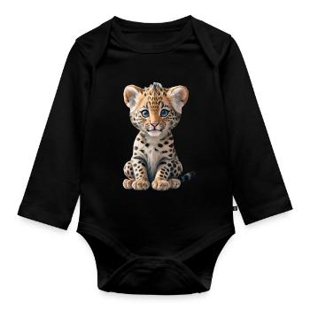 Bébé léopard - Body Bébé bio manches longues - noir - Devant