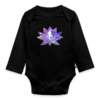 Bunte Lotus Yoga Galaxy Design - Baby Bio-Langarm-Body - Schwarz - Vorne