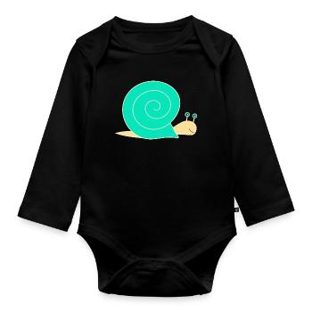 escargot - Body Bébé bio manches longues - noir - Devant