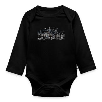 Marburg an der Lahn, Schloss, Hessen, Zeichnung - Baby Bio-Langarm-Body - Schwarz - Vorne
