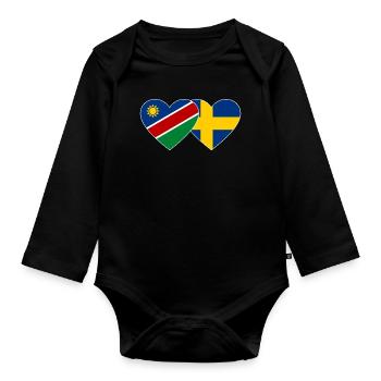 Namibia Schweden Flagge Herz - Baby Bio-Langarm-Body - Schwarz - Vorne