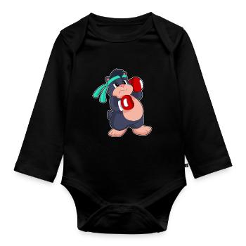 Boxeur Mole Boxer Gants de boxe Boxe Boxe - Body Bébé bio manches longues - noir - Devant