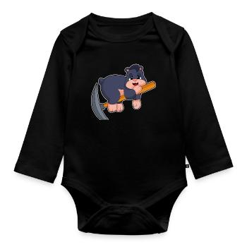 Minage de pioche de mineur taupe - Body Bébé bio manches longues - noir - Devant