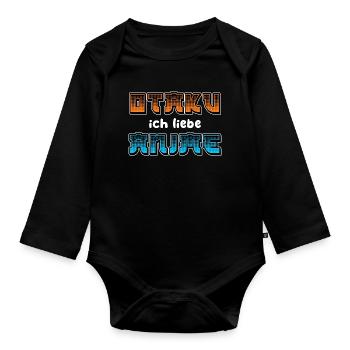 Manga Statement Anime Comic Otaku Japanisch - Baby Bio-Langarm-Body - Schwarz - Vorne