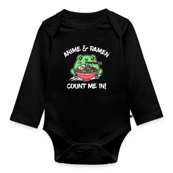 Anime Ramen Japan Statement Cartoon Comic - Organic Longsleeve Baby Bodysuit - black - Front