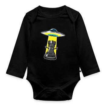 Spaceship Chess Piece Tower Chess - Organic Longsleeve Baby Bodysuit - black - Front