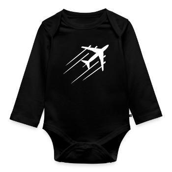 Avion - Body Bébé bio manches longues - noir - Devant