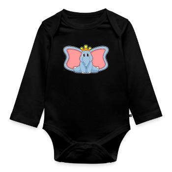 Couronne d’éléphant - Body Bébé bio manches longues - noir - Devant