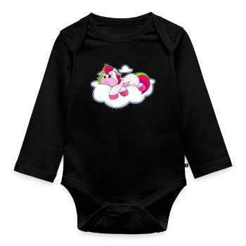 Unicorn Clouds - Organic Longsleeve Baby Bodysuit - black - Front