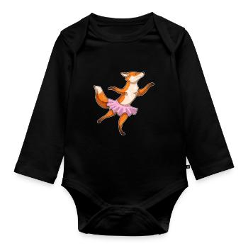 Fox Ballerina Ballet Dance - Organic Longsleeve Baby Bodysuit - black - Front