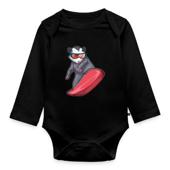 Beutelratte Snowboarder Snowboard - Baby Bio-Langarm-Body - Schwarz - Vorne