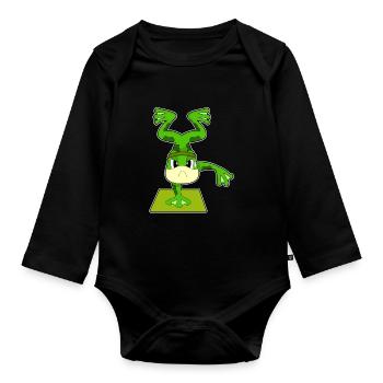 Gymnastique d’entraînement sur le poirier de grenouille - Body Bébé bio manches longues - noir - Devant