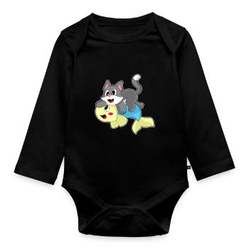 Katze Fisch - Baby Bio-Langarm-Body - Schwarz - Vorne