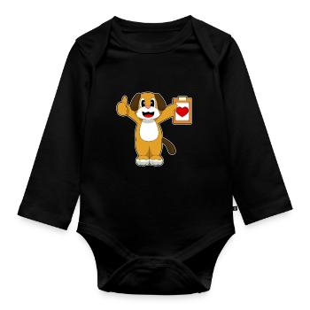 Dog Heart - Organic Longsleeve Baby Bodysuit - black - Front