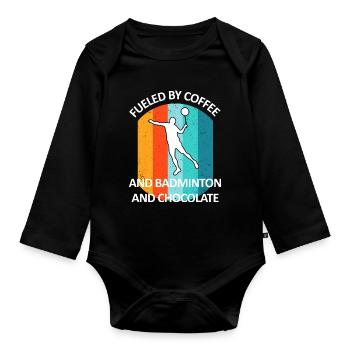 Badminton Badminton Badminton Player Chocolat - Body Bébé bio manches longues - noir - Devant