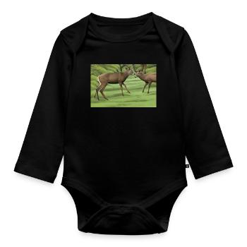 Deer deer - Organic Longsleeve Baby Bodysuit - black - Front