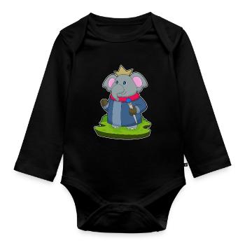 Couronne d’éléphant - Body Bébé bio manches longues - noir - Devant