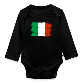 Drapeau de l’Italie Drapeau italien Vintage Look vieilli - Body Bébé bio manches longues - noir - Devant