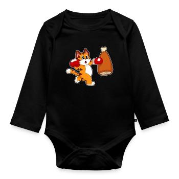 Tiger Boxer Punching Bag Boxing - Organic Longsleeve Baby Bodysuit - black - Front