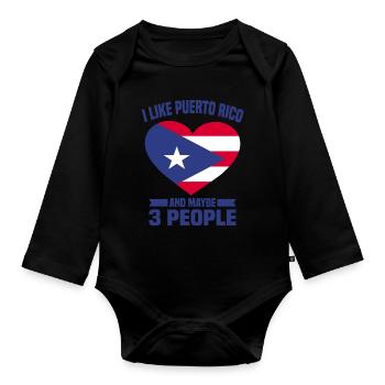 Puerto Rico | Puerto Ricaner Flagge Geschenkideen - Baby Bio-Langarm-Body - Schwarz - Vorne