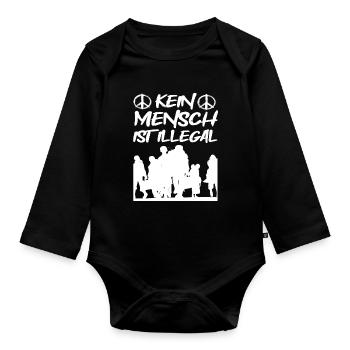 Kein Mensch ist Illegal - Baby Bio-Langarm-Body - Schwarz - Vorne