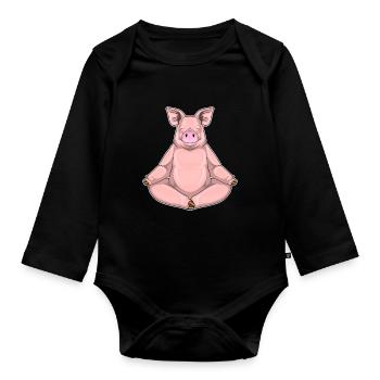 Yoga du Cochon Méditation de remise en forme - Body Bébé bio manches longues - noir - Devant