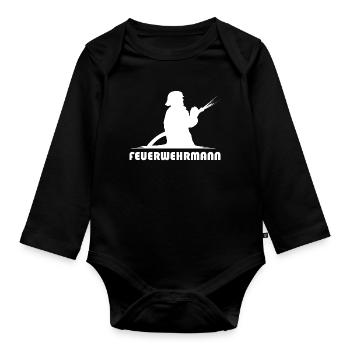 feuerwehrmann schlauch icon Feuerwehr Symbol Logo - Baby Bio-Langarm-Body - Schwarz - Vorne