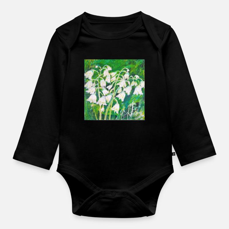 Muguet de style impressionniste - Body Bébé bio manches longues - noir