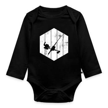 Angel Zeichnung - Baby Bio-Langarm-Body - Schwarz - Vorne
