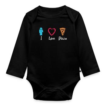 I Love Pizza - Organic Longsleeve Baby Bodysuit - black - Front