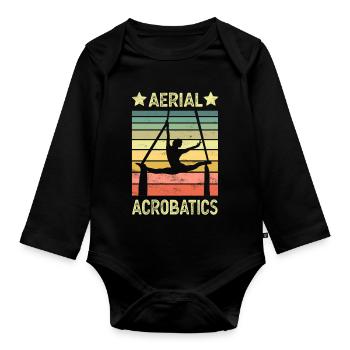 Aerial acrobatics vertical cloth - Organic Longsleeve Baby Bodysuit - black - Front