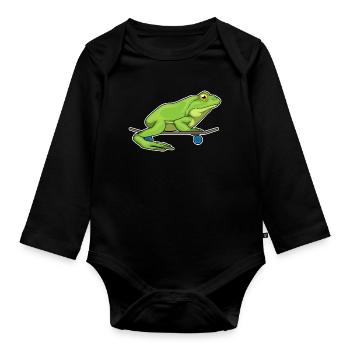 Frog Skater Skateboard Sport - Organic Longsleeve Baby Bodysuit - black - Front