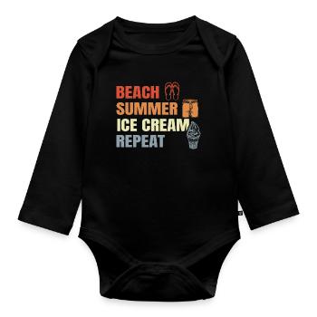Vintage Ice Cream Saying - Organic Longsleeve Baby Bodysuit - black - Front