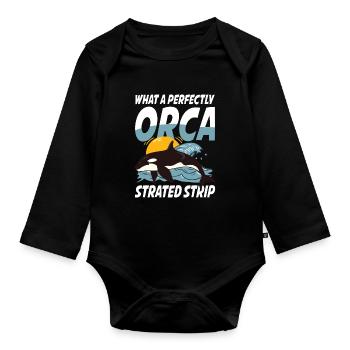 What A Perfectly Orca Strated Strip - Baby Bio-Langarm-Body - Schwarz - Vorne