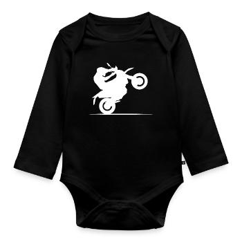 Motorcycle Biker Symbol Wheelie Cross Freestyle icon - Organic Longsleeve Baby Bodysuit - black - Front