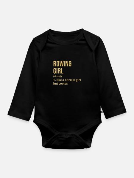 Citation amusante de fille d’aviron - Body Bébé bio manches longues - noir