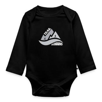 Trail Running Mountains Man Woman - Organic Longsleeve Baby Bodysuit - black - Front