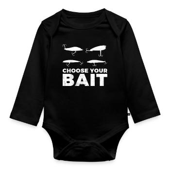 Choisissez votre appât - Body Bébé bio manches longues - noir - Devant