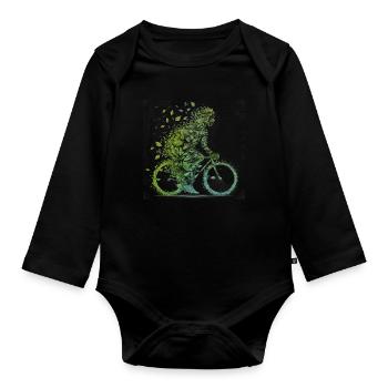 Fahrrad fahren Umweltschutz CO2 Abdruck Fitness - Baby Bio-Langarm-Body - Schwarz - Vorne