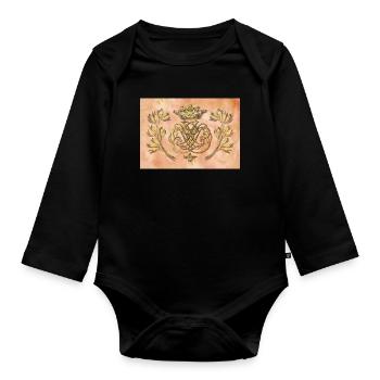 Bach Siegel / Monogramm / Wappen / Insignien - Baby Bio-Langarm-Body - Schwarz - Vorne