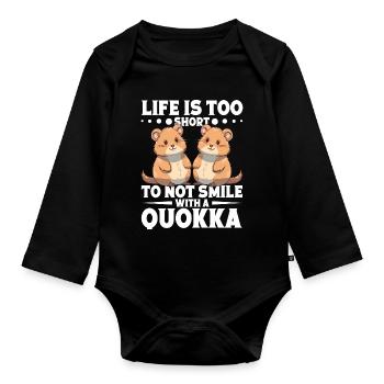 Life is too short Quokka Design - Organic Longsleeve Baby Bodysuit - black - Front