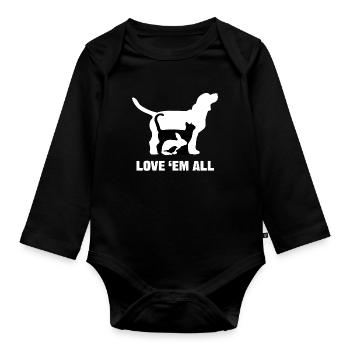 Haustiere Statement Hase Hund Katze Kuscheltier - Baby Bio-Langarm-Body - Schwarz - Vorne