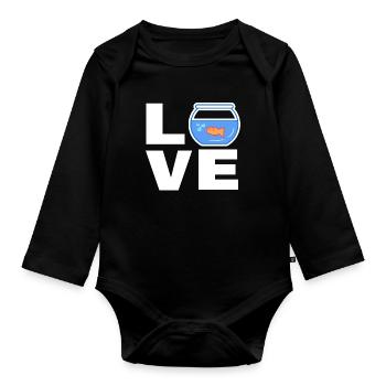 Haustiere Goldfisch Spruch Kuscheltier Aquarium - Baby Bio-Langarm-Body - Schwarz - Vorne