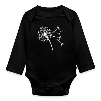 Verspieltes Pusteblumen-Design - Baby Bio-Langarm-Body - Schwarz - Vorne