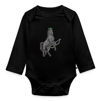 Arc d’archer de cheval - Body Bébé bio manches longues - noir - Devant