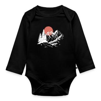 Mountain Sunset Silhouette - Organic Longsleeve Baby Bodysuit - black - Front